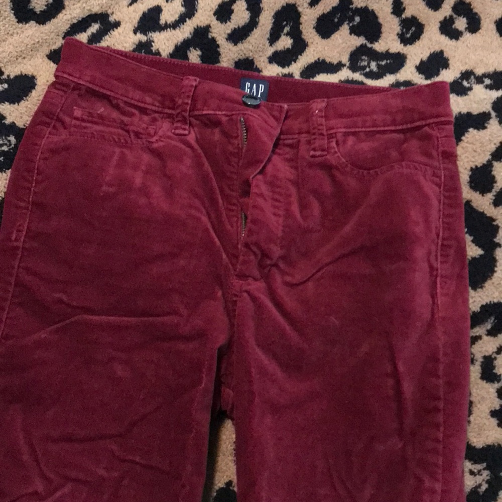 Cranberry Velvet Skinny Jeans